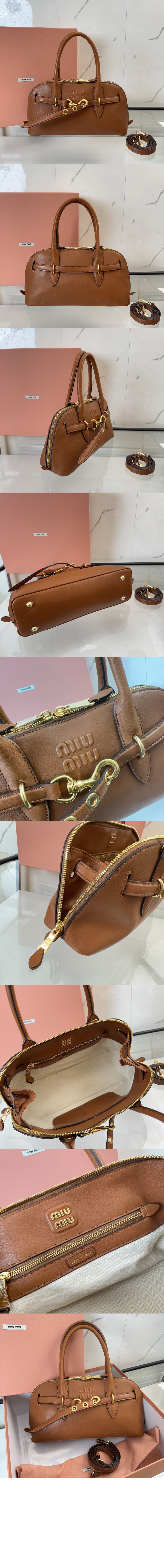 미우미우 아방뛰르 나파 가죽 탑 핸들백 5BB168