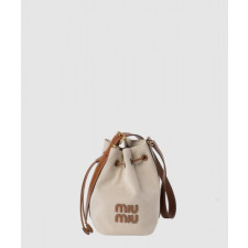 미우미우 캔버스 및 가죽 버킷 미듐백 5BE090