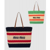 미우미우 라피아 앤 코튼 토트백 5BG228