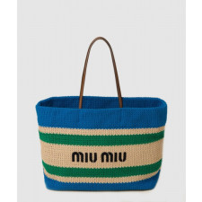 미우미우 라피아 앤 코튼 토트백 5BG228