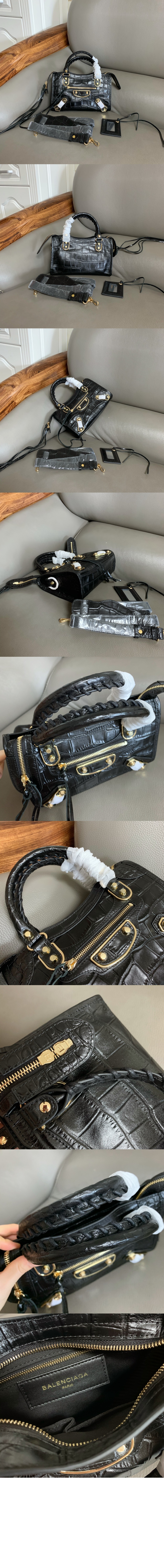 발렌시아가 메탈릭 엣지 미니 시티백 390160