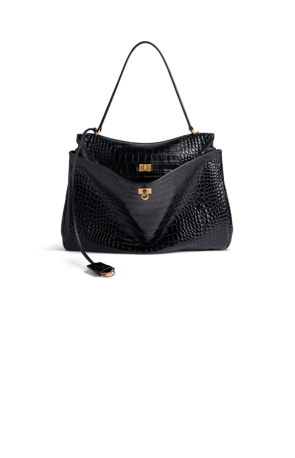발렌시아가 로데오 라지 크로커다일 엠보싱 핸드백 789744