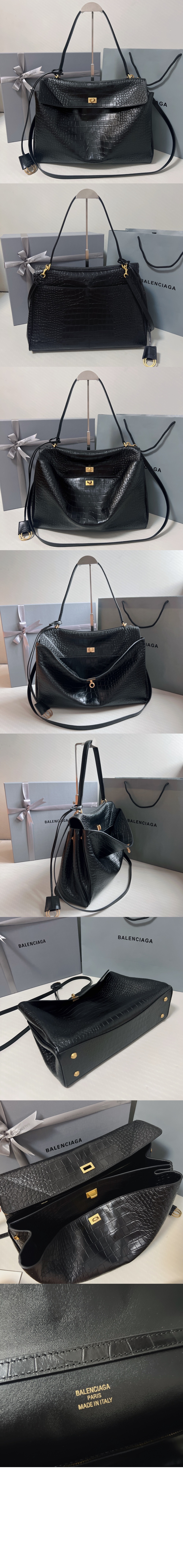 발렌시아가 로데오 라지 크로커다일 엠보싱 핸드백 789744