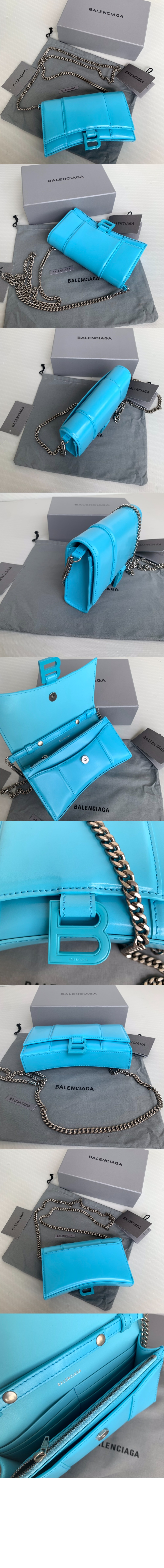 발렌시아가 아워글래스 크로커다일 엠보싱 월렛 온 체인 656050