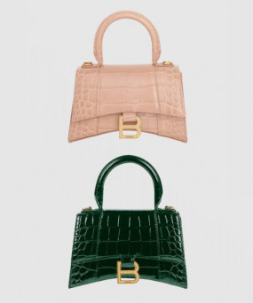 발렌시아가 아워글래스 XS 크로커다일 엠보싱 핸드백 592833