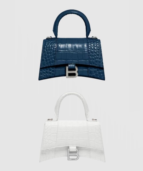 발렌시아가 아워글래스 XS 크로커다일 엠보싱 핸드백592833