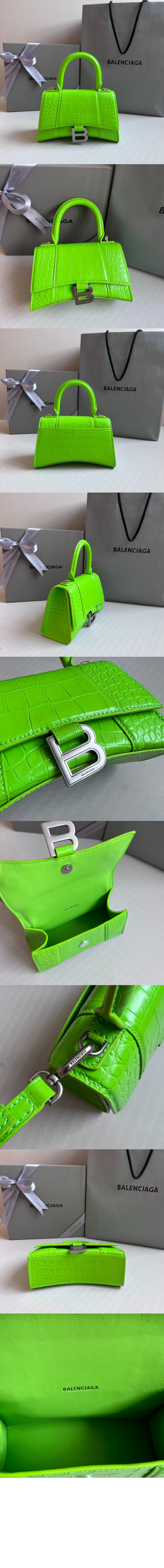 발렌시아가 아워글래스 XS 크로커다일 엠보싱 핸드백592833