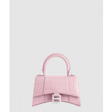 발렌시아가 아워글래스 XS 크로커다일 엠보싱 핸드백 핑크 592833