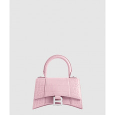 발렌시아가 아워글래스 XS 크로커다일 엠보싱 핸드백 핑크 592833