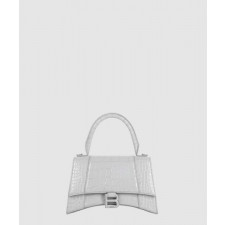 발렌시아가 아워글래스 XS 크로커다일 엠보싱 핸드백 화이트 593546