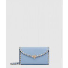 발렌티노 락스터드 그레인 송아지 가죽 체인 지갑