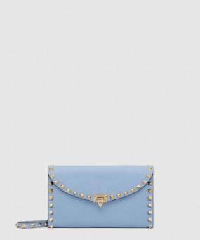 발렌티노 락스터드 그레인 송아지 가죽 체인 지갑