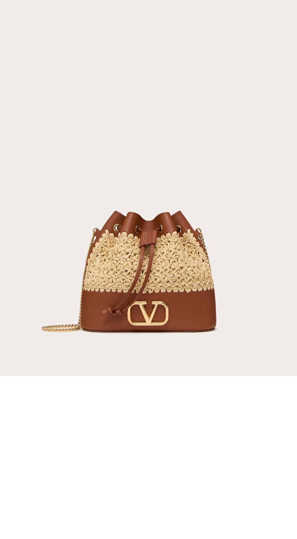 발렌티노 VLOGO SIGNATURE 라피아 미니 버킷백