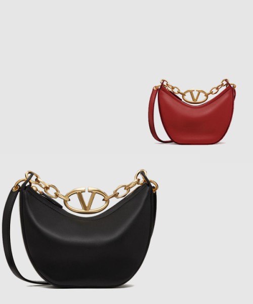 발렌티노 브이로고 문 나파레더 미니 호보백