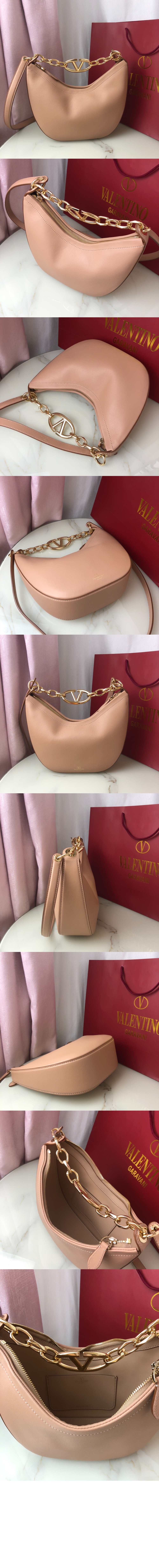 발렌티노 브이로고 문 나파레더 미니 호보백