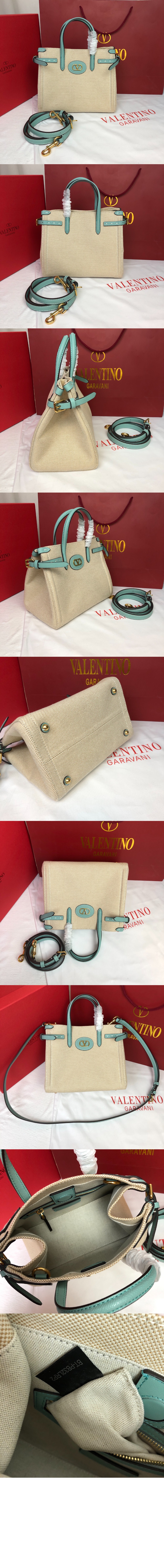 발렌티노 가라바니 앙티브 카룽 디테일 캔버스 스몰 쇼퍼백