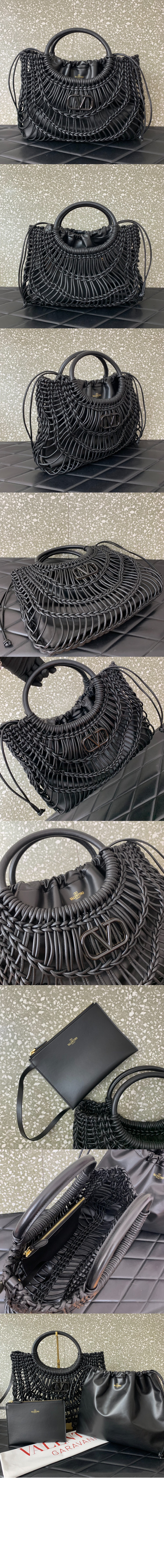 발렌티노 올노트 우븐 가죽 쇼퍼백