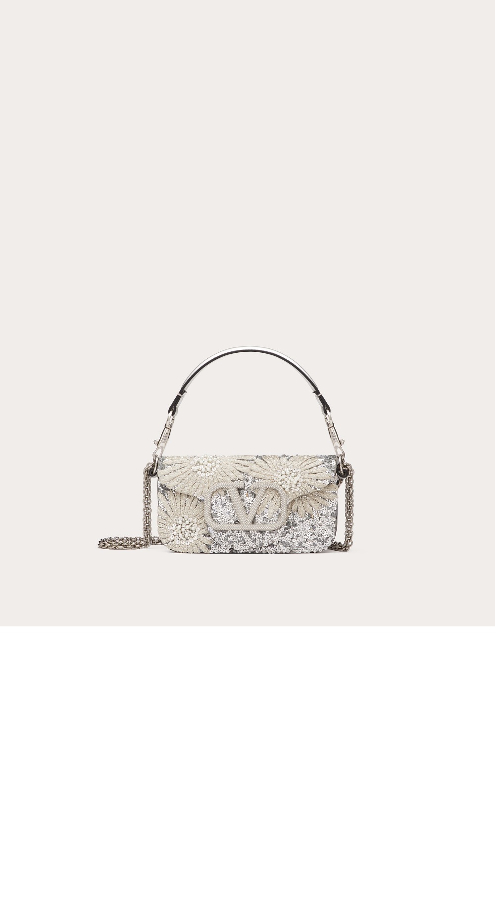 발렌티노 LOCÒ 스몰 플로럴 프린트 자수 핸드백