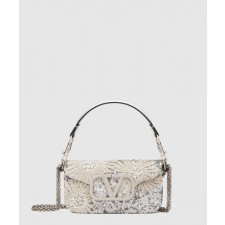 발렌티노 LOCÒ 스몰 플로럴 프린트 자수 핸드백