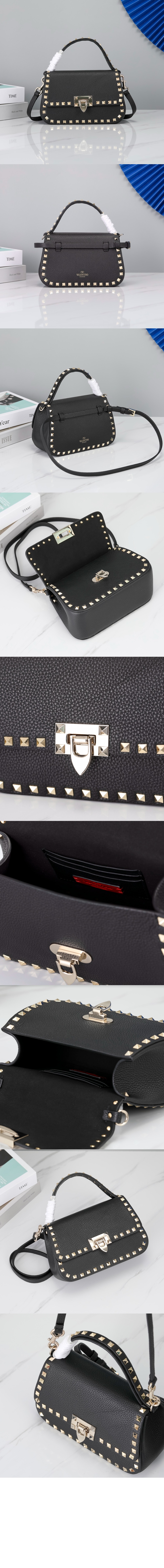 발렌티노 락스터드 탑 핸들 백