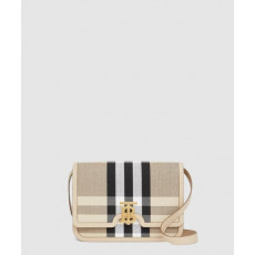 버버리 미디엄 체크 캔버스 레더 숄더백 90235651