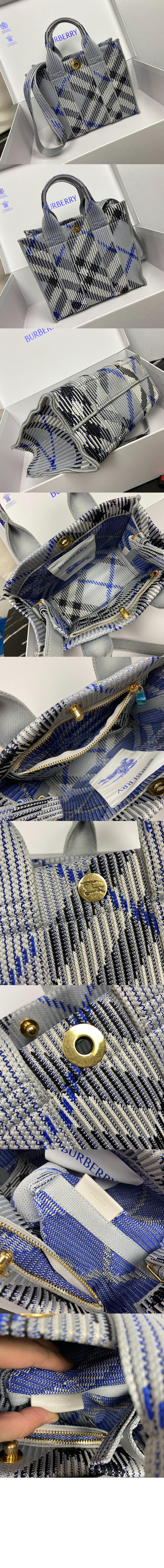버버리 스몰 체크 니트 토트 81040341