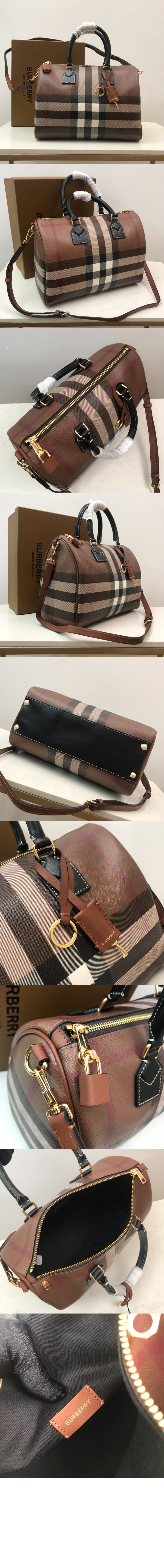 버버리 미디엄 체크 볼링백 80696621