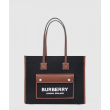 버버리 투톤 캔버스 레더 스몰 토트 80576001