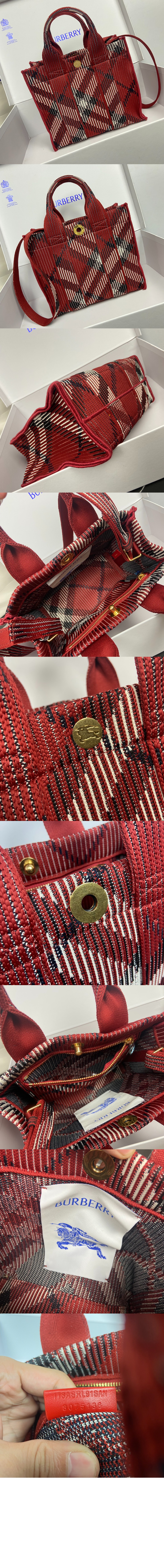 버버리 미니 체크 니트 토트 80930721