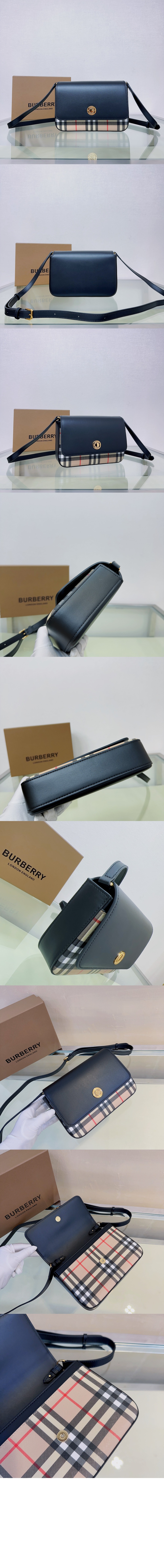 버버리 체크 레더 페니 숄더백 80492441