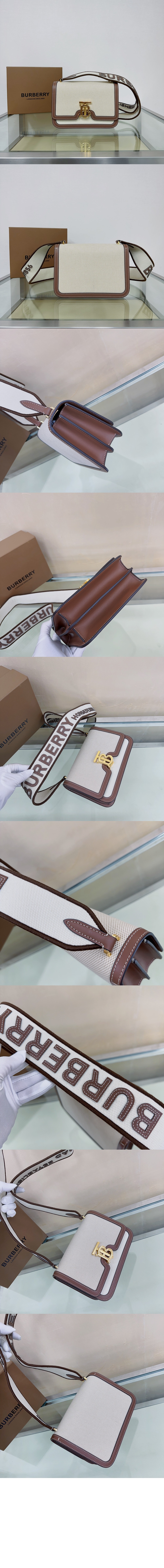 버버리 스몰 코튼 캔버스 숄더백 80424191