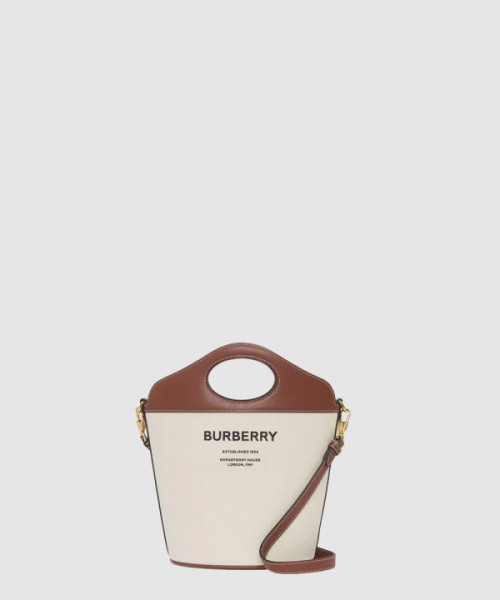 버버리 아울렛 투톤 캔버스 레더 버킷백 80462421