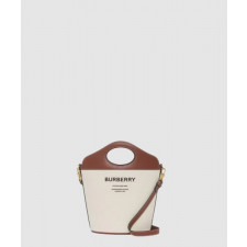 버버리 아울렛 투톤 캔버스 레더 버킷백 80462421