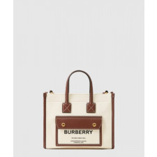 버버리 미니 투톤 캔버스 토트백 80441431