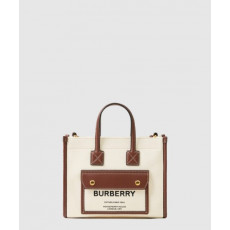 버버리 미니 투톤 캔버스 토트백 80441431