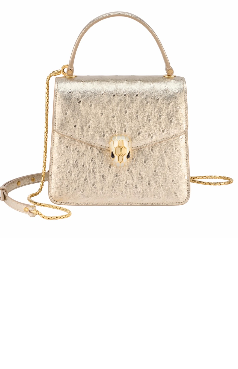 불가리 스몰 타조 가죽 체인백 383290