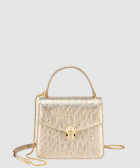 불가리 스몰 타조 가죽 체인백 383290