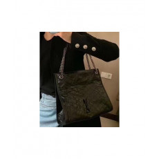 생로랑 니키 쇼핑 빈티지 레더 블랙