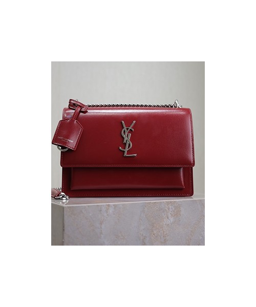 생로랑 선셋백 레더 미듐 은장