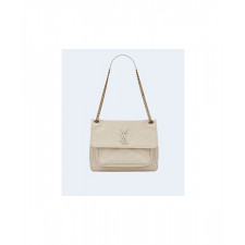 생로랑 니키 스웨이드 미디움 체인백 화이트