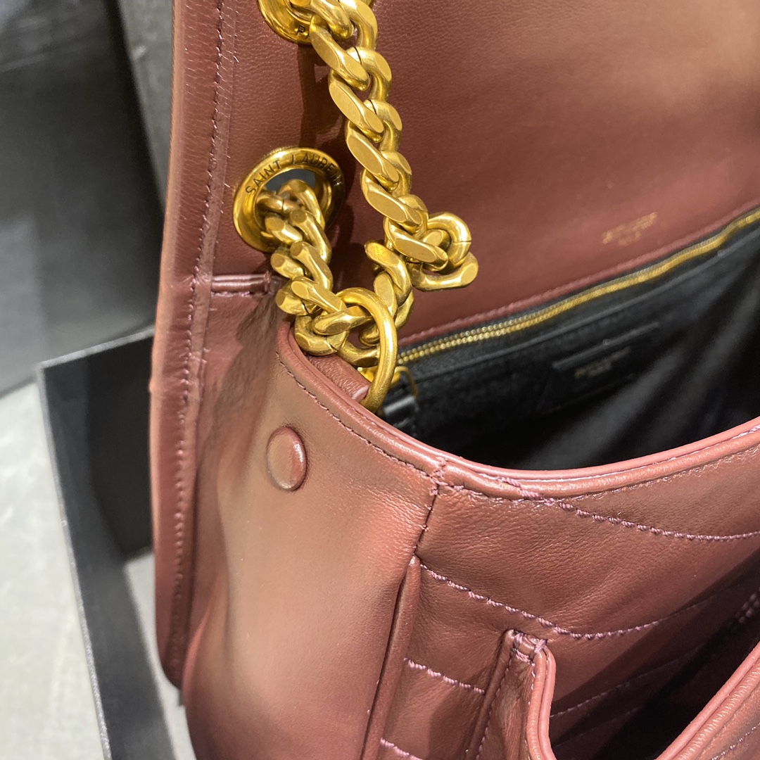 생로랑 니키 스웨이드 미디움 체인백 와인