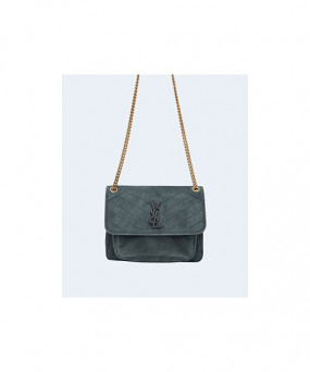 생로랑 니키 스웨이드 미디움 체인백 블루