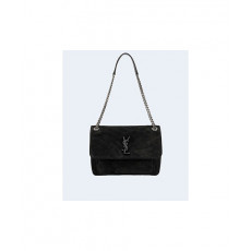 생로랑 니키 스웨이드 미디움 체인백 블랙