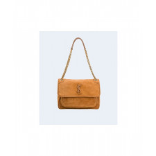 생로랑 니키 스웨이드 미디움 체인백 브라운