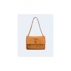 생로랑 니키 스웨이드 미디움 체인백 브라운