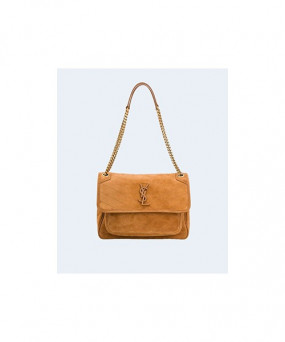 생로랑 니키 스웨이드 미디움 체인백 브라운