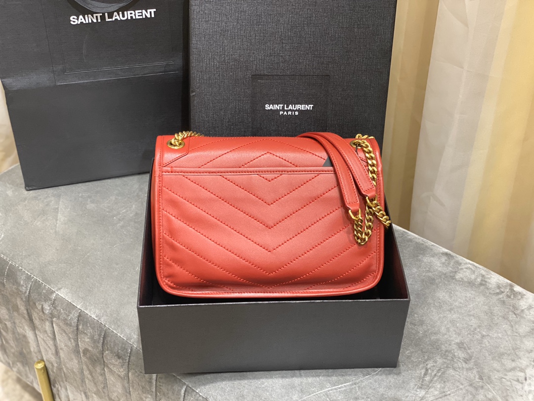 생로랑 니키 스웨이드 미디움 체인백 레드