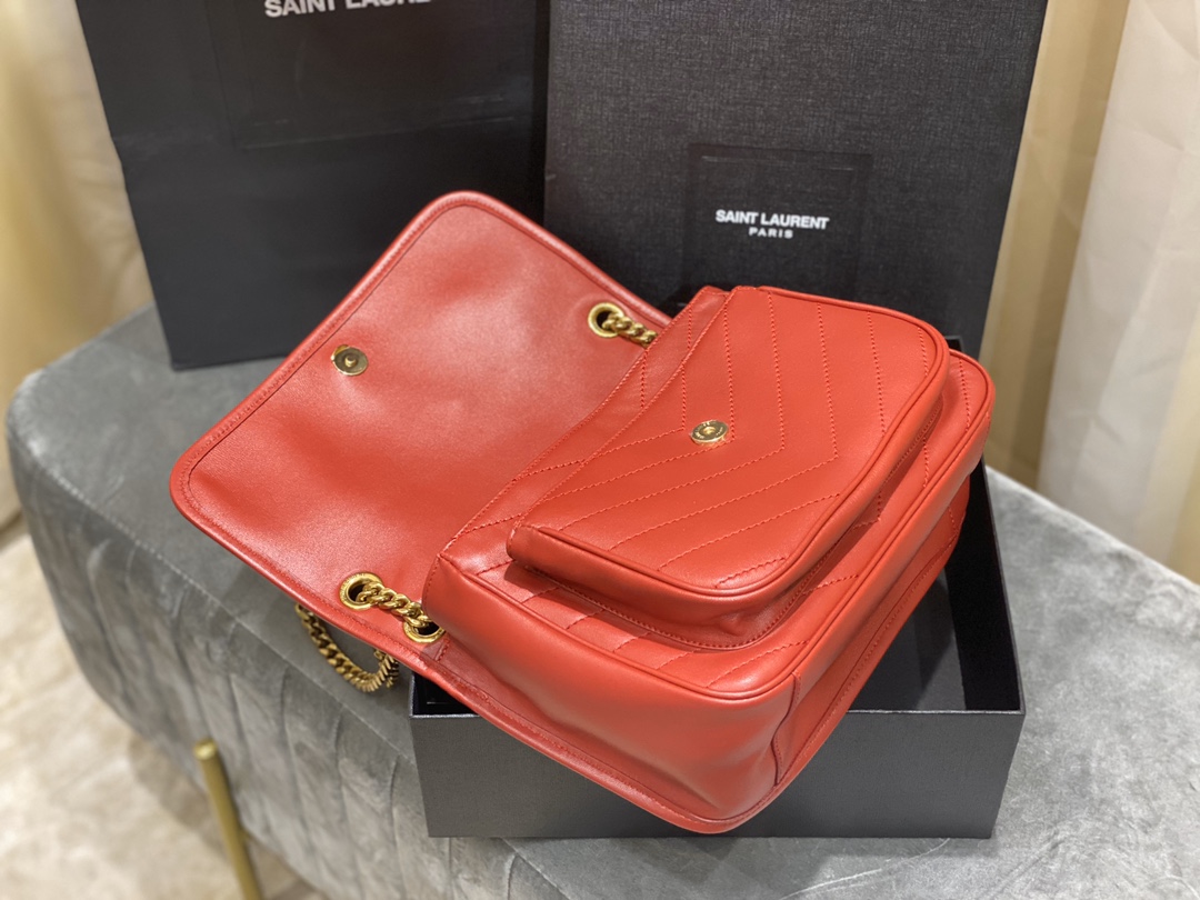 생로랑 니키 스웨이드 미디움 체인백 레드