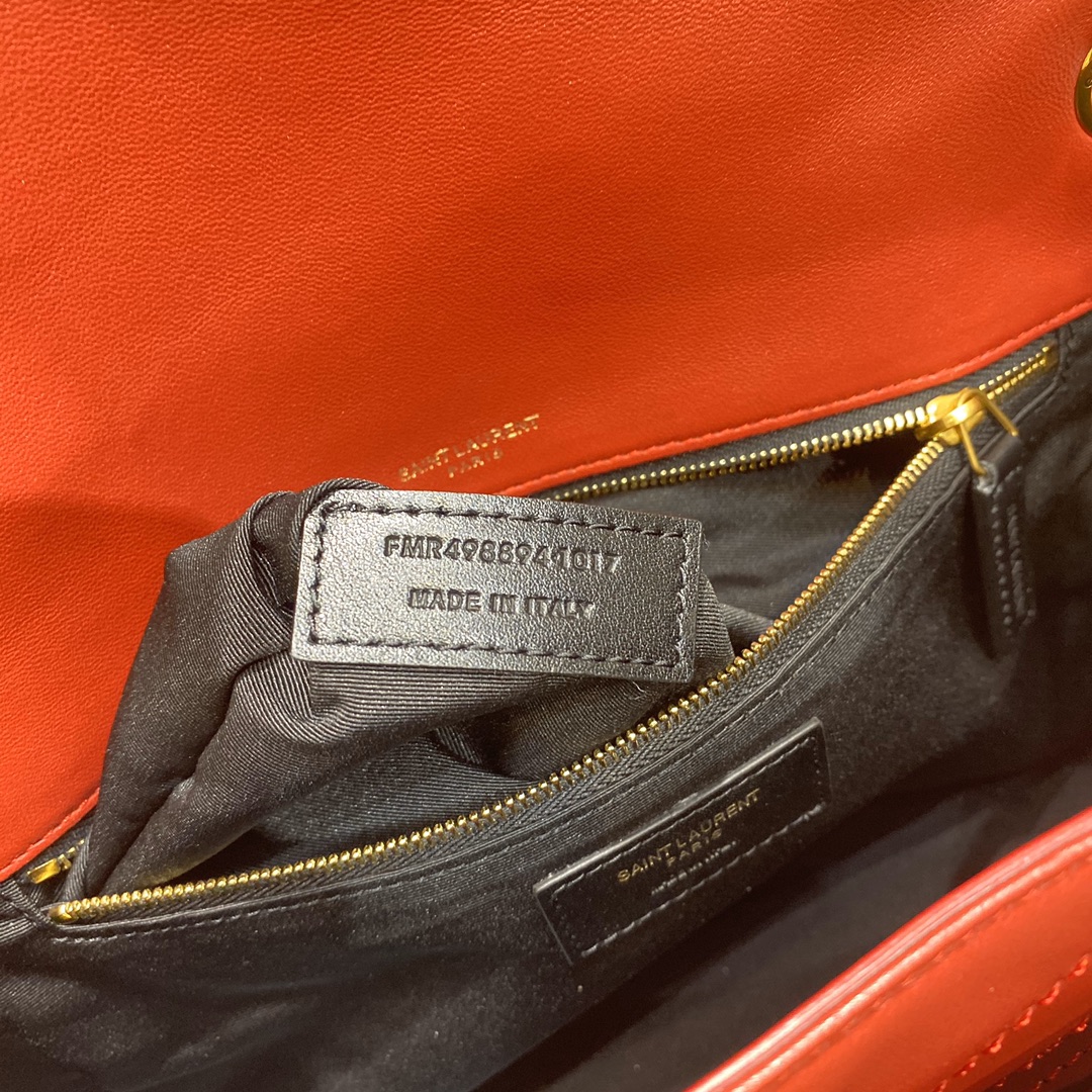 생로랑 니키 스웨이드 미디움 체인백 레드