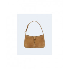 생로랑 LE 5 A 7 스웨이드 시어링 호보백 브라운